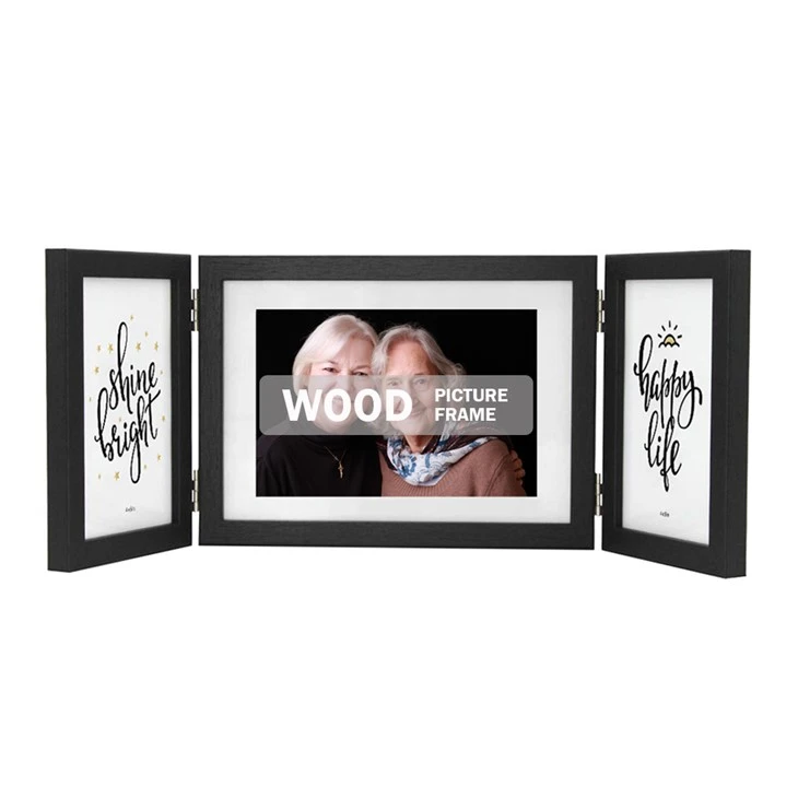 3 Picture Frames Collage Hinged Folding Triple Photo